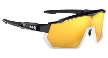 Azr pro race rx mascara barnizada negra blanca   lente hidrofobica dorada
