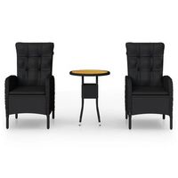 juego de comedor para jardin 3 uds  mueble jardin mesa y sillas ratan sintetico negro