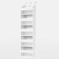 organizador de puerta con 5 compartimentos y ganchos metalicos blanco