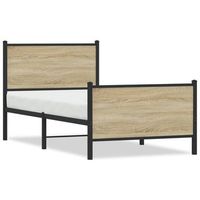cama con cabecero y pie de cama metal roble sonoma 90x190 cm