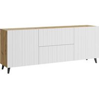 mueble de tv phuket 181 cm mueble de tv con patas aparador para salon color roble artisanblanco ondulado
