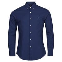polo ralph lauren camisa manga larga camisa ajustada slim fit en popelin liso para hombre