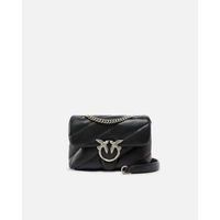 pinko bandolera bolso con solapa love puff mini cl sheep nappa negro para mujer