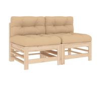 vidaxl sofas centrales con cojines 2 uds madera maciza de pino
