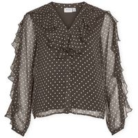 vila blusa top harley - chocolate brownwhite para mujer
