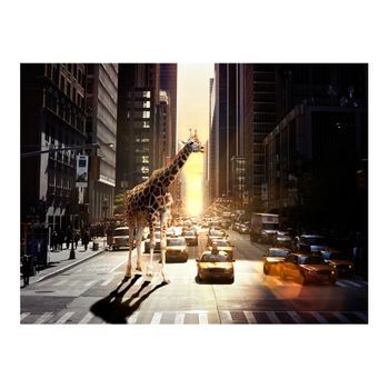 Papel Pintado 3d - Jirafa En Una Gran Ciudad (400x309 Cm)