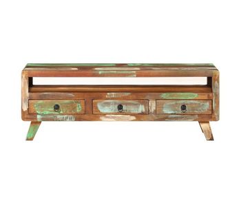 Mueble de tv madera maciza reciclada multicolor 110x30x40 cm