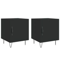 juego de 2 mesitas de noche con compartimento con puerta 40 x 40 x 50 cm madera de ingenieria negra dec035579