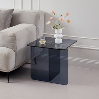 Mesa Auxiliar - Mueble Para Salón - Cristal Templado - Gris (45x45x51cm)