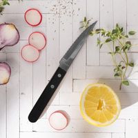 estuche de 6 cuchillos carne acero inoxidable  pom negro