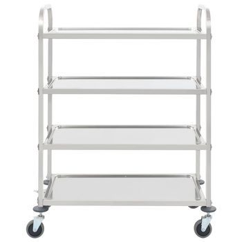 Carrito De Cocina，estantería De Cocina, Carrito De Servir De 4 Alturas Acero Inoxidable 107x55x125 Cm