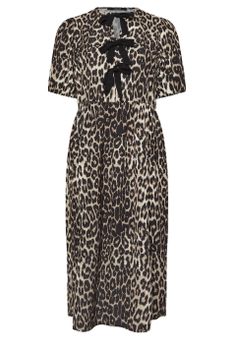 Limited Collection Curve Natural Brown Leopard Print Bow Dress, Mujer Curvy Y Tallas Grandes, Limited Collection