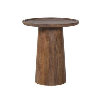 Mesa Auxiliar Redonda De Madera Maciza Colección Jakarta - Estilo Étnico Y Diseño - Diámetro 45cm