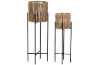 set 2 macetero fibra metal 23x23x765cm