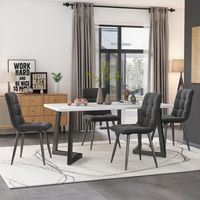 conjunto de mesa y 4 sillas - mueble para comedor - mdf y terciopelo - gris 117x68x75cm