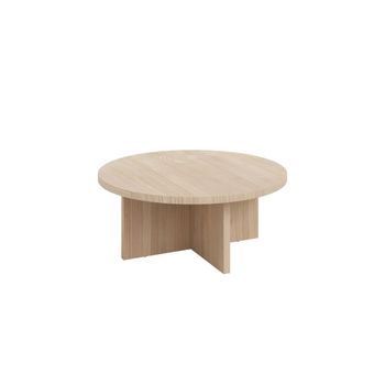Mesa de centro redonda de madera maciza natural 85 cm Barnizado