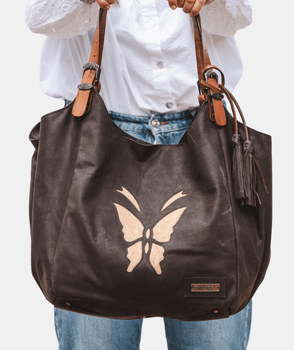 1017 SHOPPER BAG BROWN / BEIGE SPLIT LEATHER
