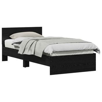 Estructura De Cama Con Cabecero Roble Negro 90 X 190 Cm Vidaxl