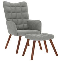 sillon relajante con taburete de terciopelo gris claro vidaxl