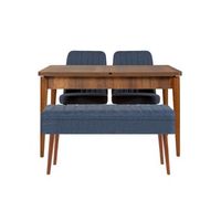 set mesa comedor extensible y sillas 4 piezas vina 1048 3 nogal azul oscuro