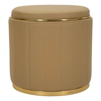 Pouf Con Contenedor En Ecopiel Marrón Cm Ø 46,5x44