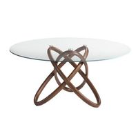 mesa comedor redonda cristal templado y nogal angel cerda 1020-o150 o150x75