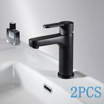 2pcs Grifo Para Lavabo Grifo Para Lavabo Negro Baño, Grifo Para Baño, Mezclador Para Lavabo