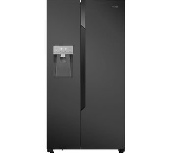 HISENSE American-Style Fridge Freezer Black Steel RS694N4TF1, Black