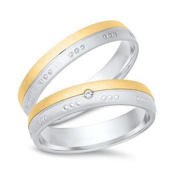 Alianzas 14 quilates oro amarillo-blanco con diamante