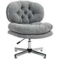 homcom silla de oficina sin apoyabrazos comoda silla de escritorio con asiento acolchado y altura ajustable gris