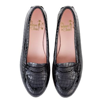 Mocasín charol coco negro