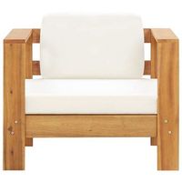 silla de jardin  silla de exterior  sillon con cojin madera maciza de acacia color crema