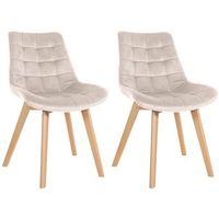 set de 2 sillas de comedor brook en terciopelo crema 63x54x84 cm clp