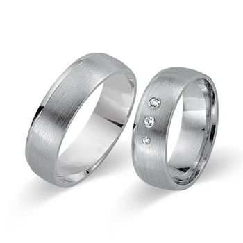 Alianzas 8 quilates oro blanco 3 diamantes