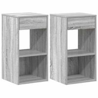 pack 2 uds mesitas de noche  mesilla de noche con cajon gris sonoma 35x34x665 cm