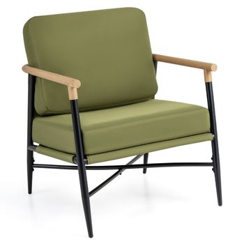Costway Sillón Moderno de Salón Sillón de Acento con Cojines Desmontables con Cremallera Estructura de Metal y Patas Ajustables Cómodo Verde