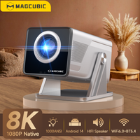 proyector inteligente magcubic 8k con ia x7 sistema operativo android 14 uhd 1080p 1000 ansi enfoque automatico correccion trapezoidal proyector para interiores y exteriores