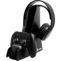 soporte de recarga snakebyte dual charge  headset stand 5 negro usb para playstation 5