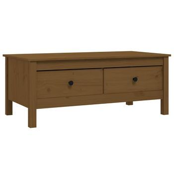 Mesa De Café - Mesa De Centro Madera Maciza De Pino Marrón Miel 100x50x40 Cm