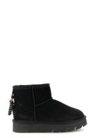 botines de ante con pelo sintetico y charm black 40