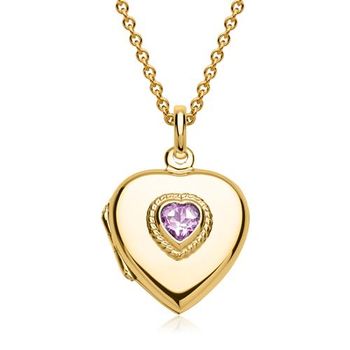 Cadena con medallón de corazón engastado opción de grabado