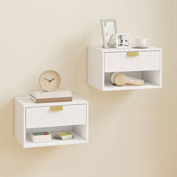 Mesitas De Noche De Melamina Homcom 40x30x25 Cm-blanco