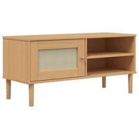 mueble de tv senja aspecto ratan madera pino marron 106x40x49cm