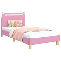cama para ninos con cabecero con cabecera rosa 80 x 200 cm tela