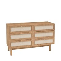 comoda de madera maciza y con seis cajones en tono envejecido 76x120cm