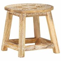 taburete pintado a mano madera maciza de mango 38x38x35 cm vidaxl
