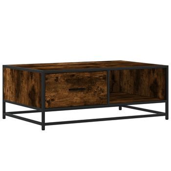 Mesa De Centro，mesa Auxiliar，mesita De Centro Madera Ingeniería Metal Roble Humo 90x57x35 Cm