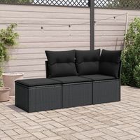 conjunto de sofas de jardin con cojines 3 uds  mueble jardin mesa y sillas ratan sintetico negro cfw759102