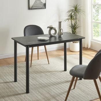Mesa De Comedor Tammela Para 4 Personas Mdf 120x60x75cm - Mármol Negro [en.casa]