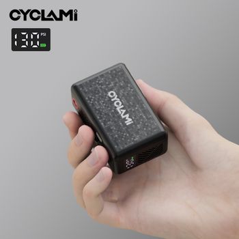 Bomba de aire automática con pantalla de presión de neumáticos, 130 PSI, portátil, de bolsillo, eléctrica, CYCLAMI AM6, inflador de neumáticos para bicicleta de montaña y carretera
